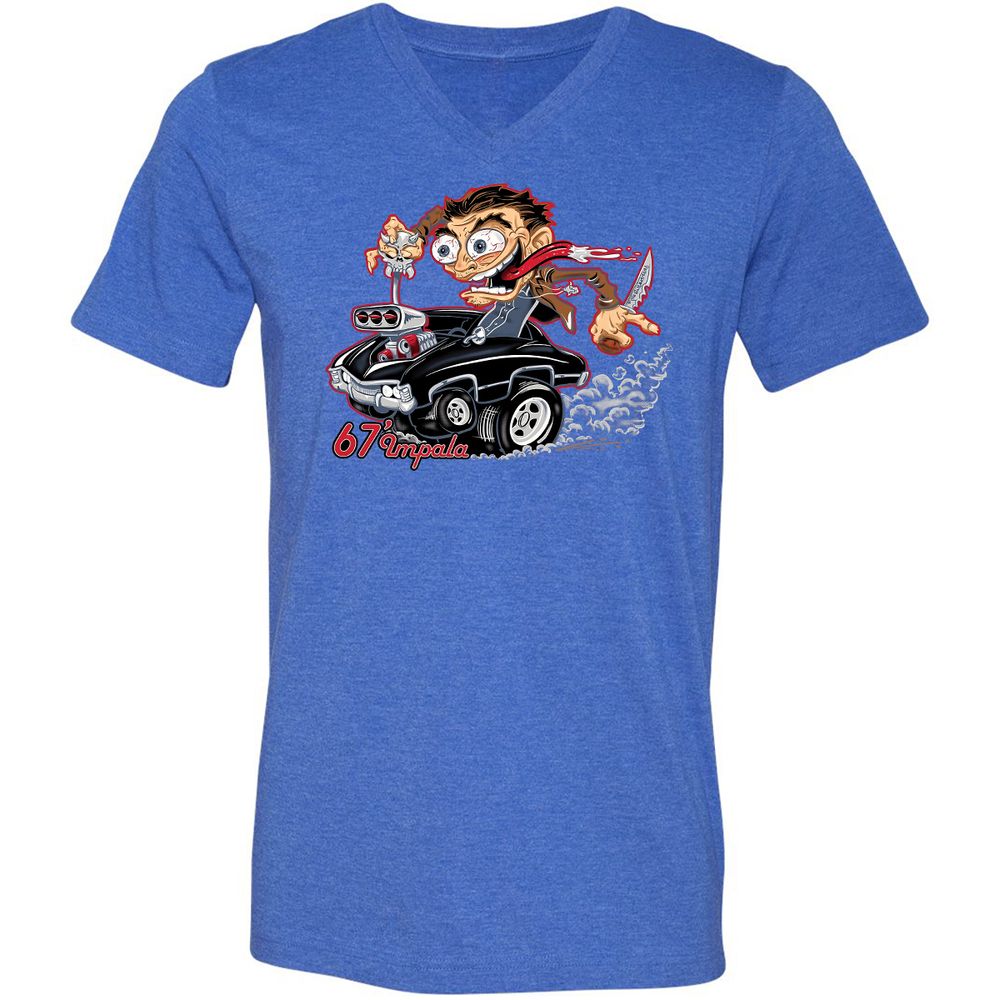 Unisex V-Neck T-Shirt - RKXFV9TJ - Heather True Royal - 14