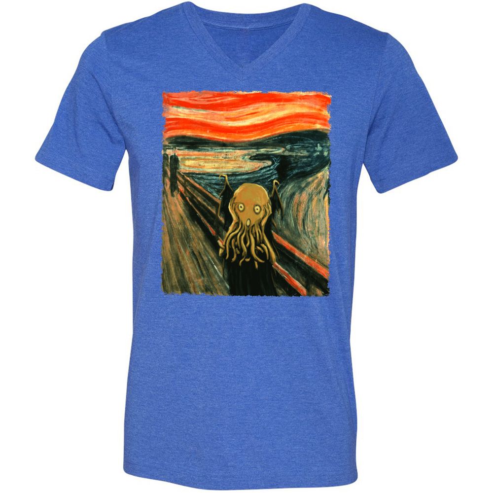 Unisex V-Neck T-Shirt - VQBQP7LZ - Heather True Royal - 14