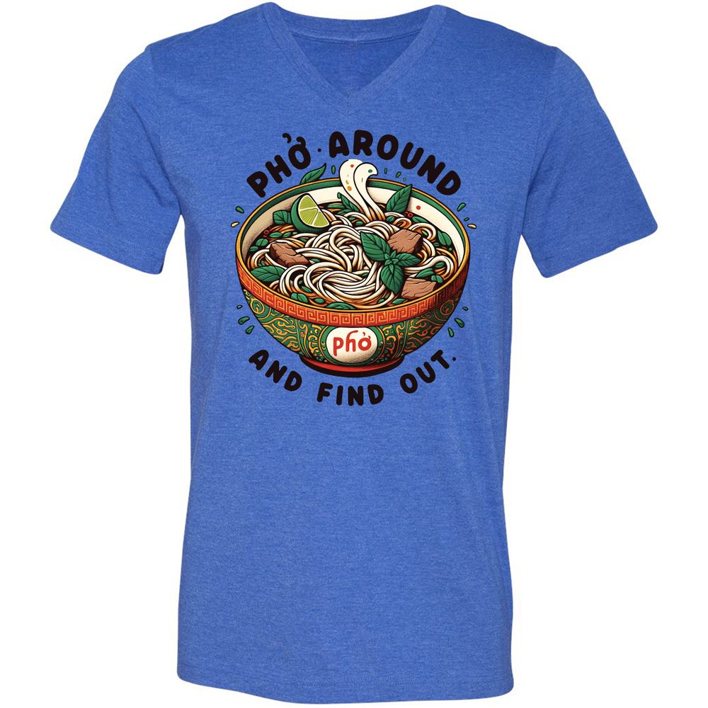 Unisex V-Neck T-Shirt - V9SDEP36 - Heather True Royal - 14