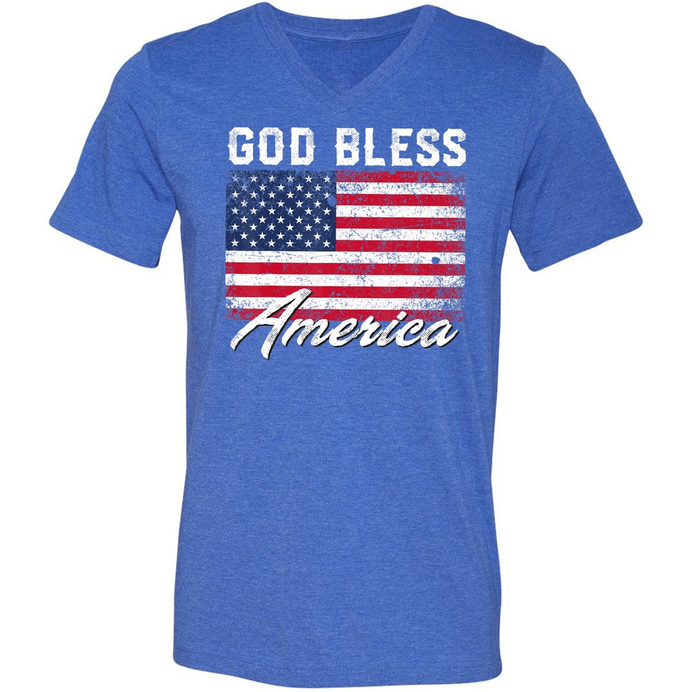 Unisex V-Neck T-Shirt - UFMRCDMY - Heather True Royal - 14