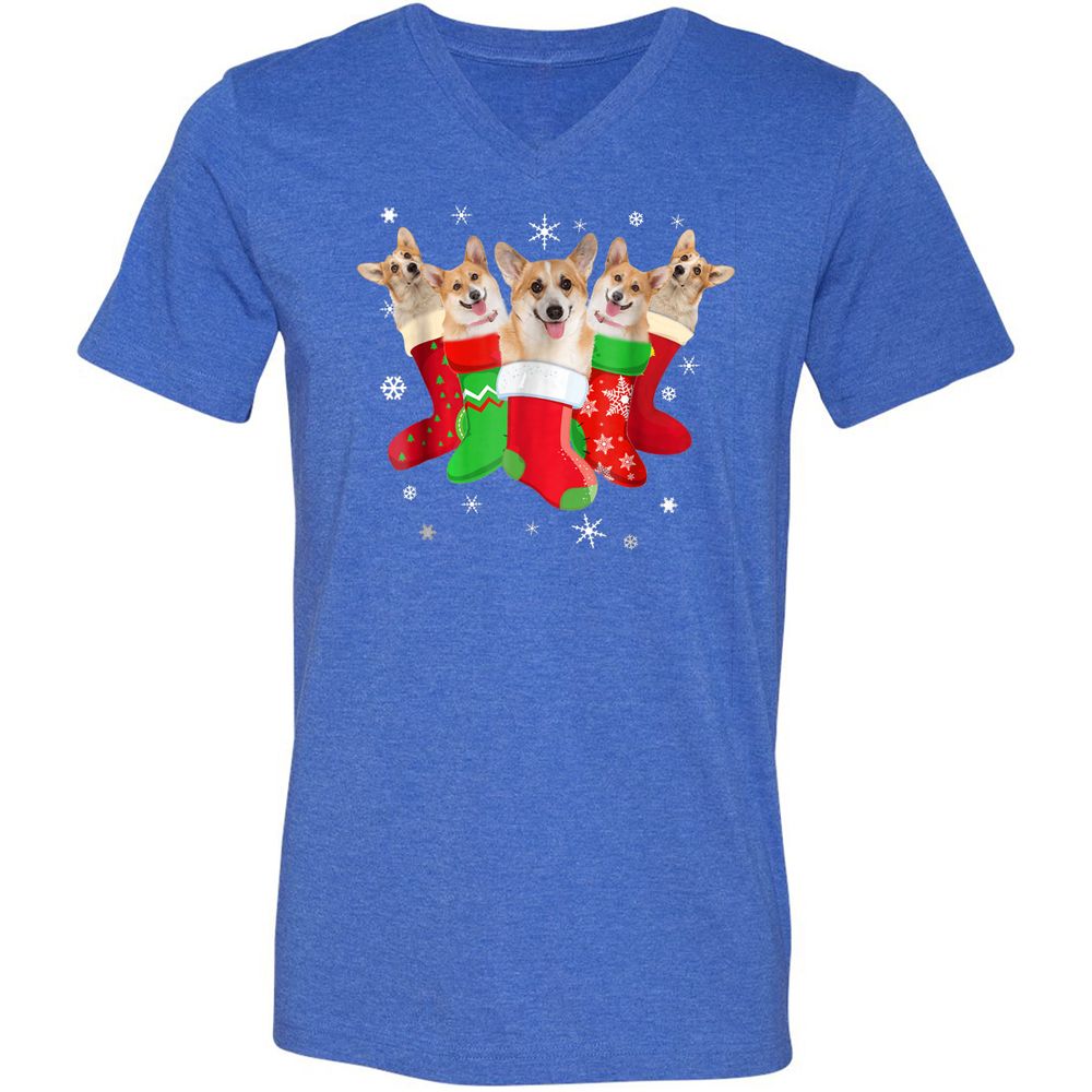 Unisex V-Neck T-Shirt - 5EV9MLPT - Heather True Royal - 14