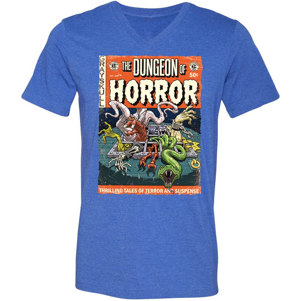 Unisex V-Neck T-Shirt - 1BFDZHPF - Heather True Royal - 14