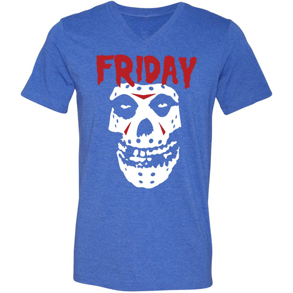 Unisex V-Neck T-Shirt - S3WWMLUY - Heather True Royal - 14