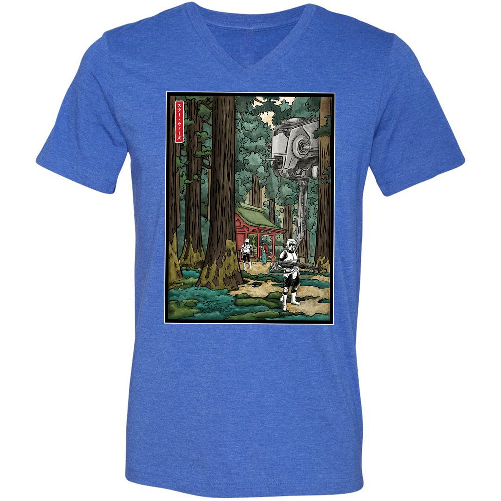 Unisex V-Neck T-Shirt - MZQF5PT5 - Heather True Royal - 14