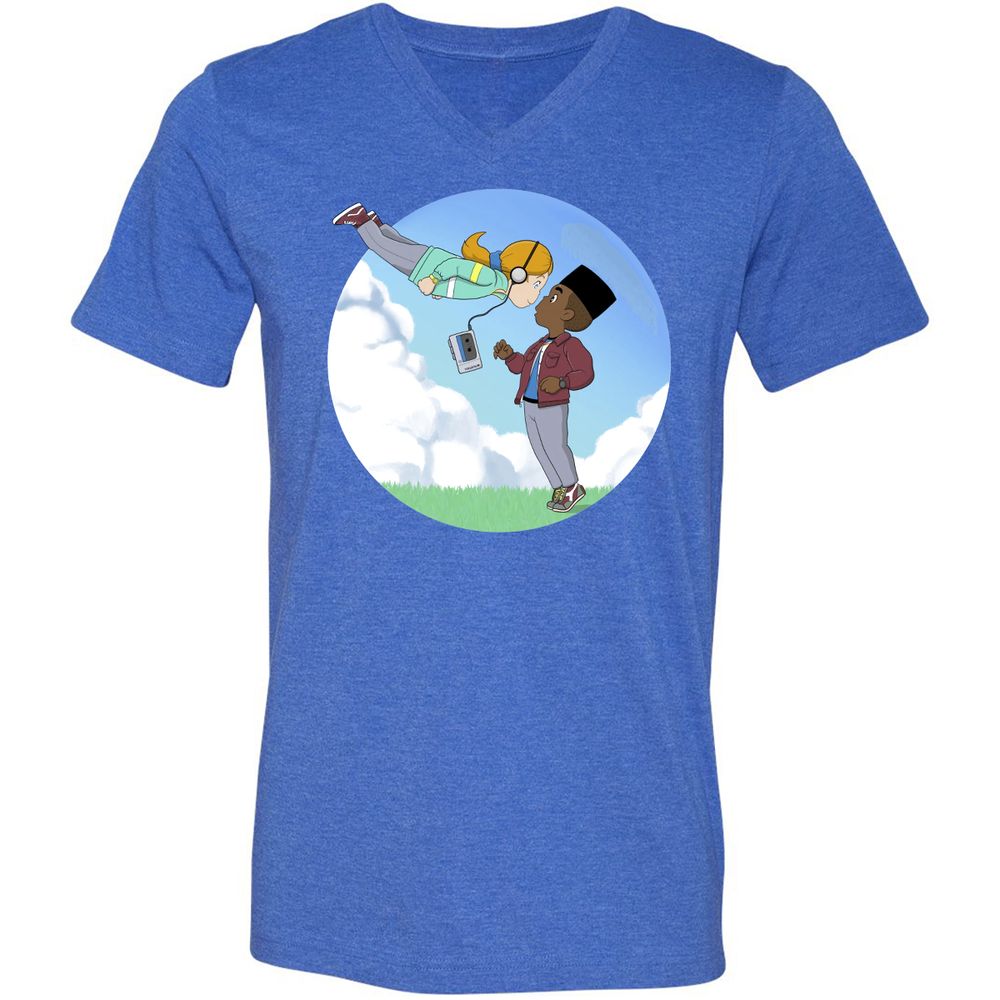 Unisex V-Neck T-Shirt - YQL1LWXH - Heather True Royal - 14