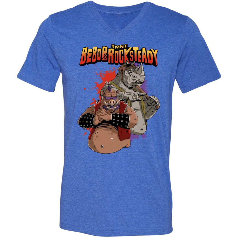 Unisex V-Neck T-Shirt - BVD34VAQ - Heather True Royal - 14