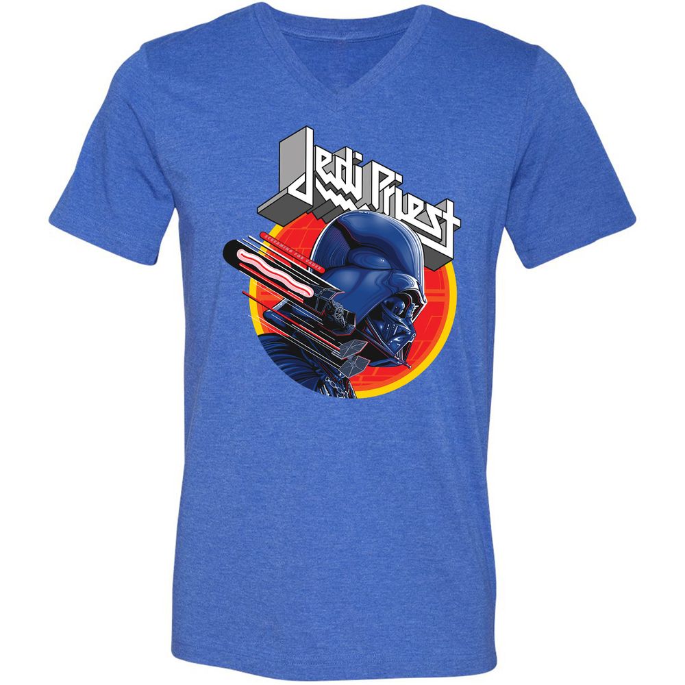 Unisex V-Neck T-Shirt - 6QAXL8WD - Heather True Royal - 14