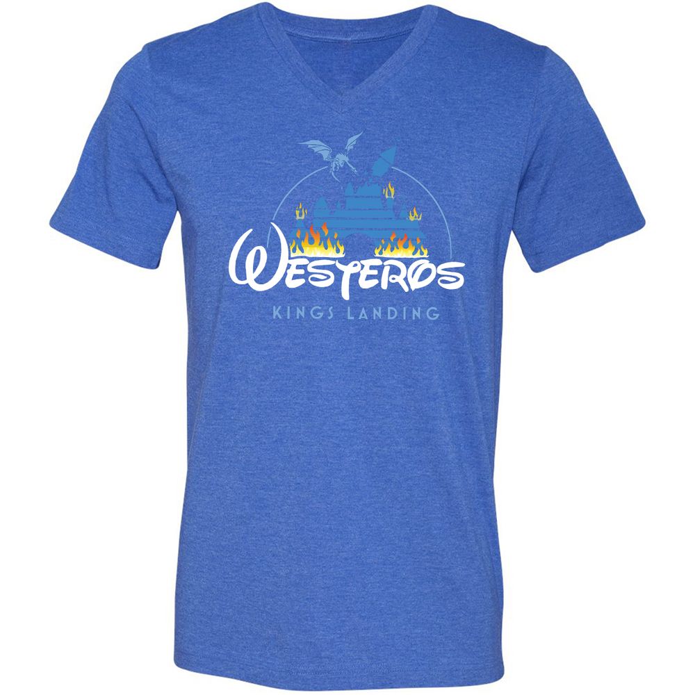 Unisex V-Neck T-Shirt - UCTALBPQ - Heather True Royal - 14