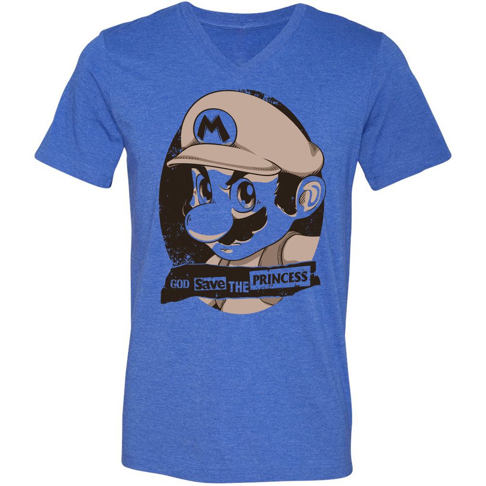Unisex V-Neck T-Shirt - 8YQNG3G3 - Heather True Royal - 14