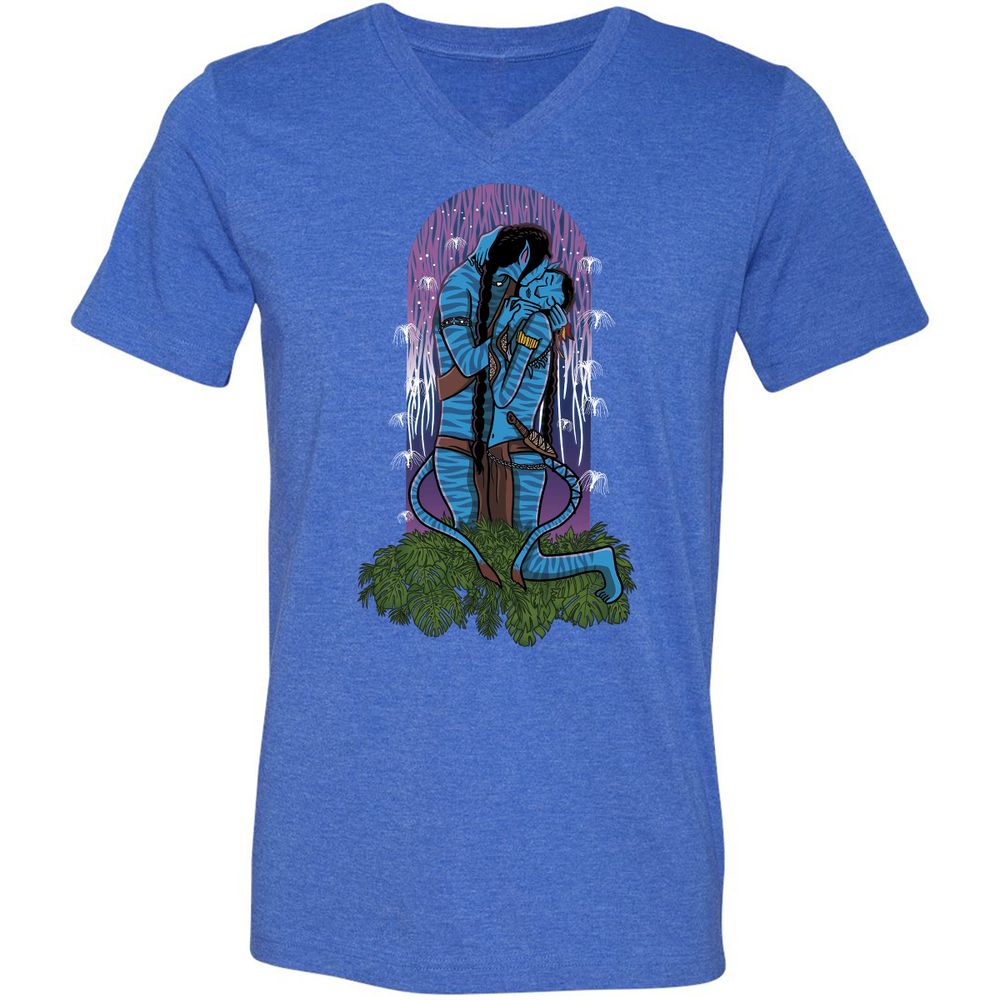 Unisex V-Neck T-Shirt - 3EVJAAGJ - Heather True Royal - 14