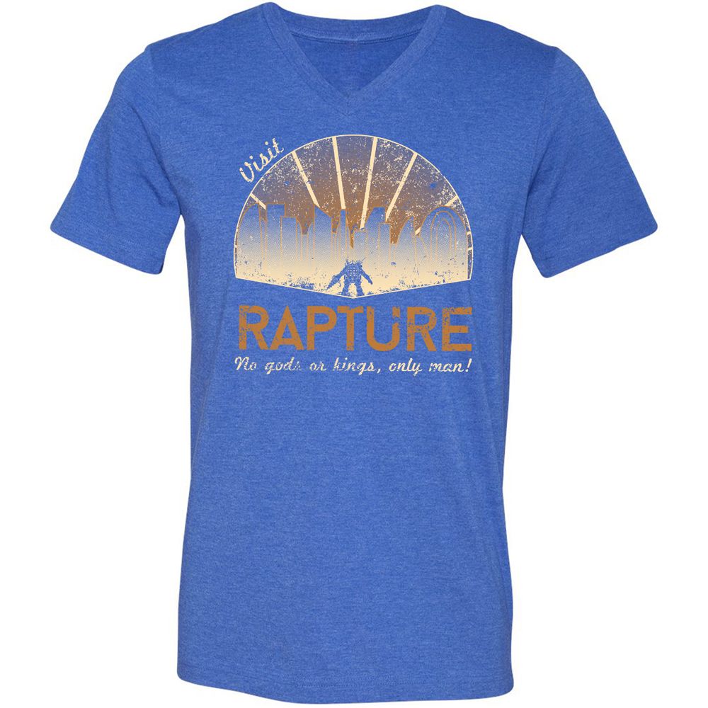 Unisex V-Neck T-Shirt - 1EGHDXGF - Heather True Royal - 14