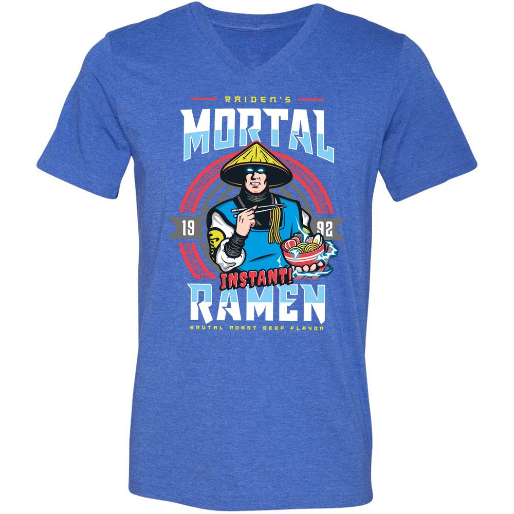 Unisex V-Neck T-Shirt - FFD3AUKJ - Heather True Royal - 14