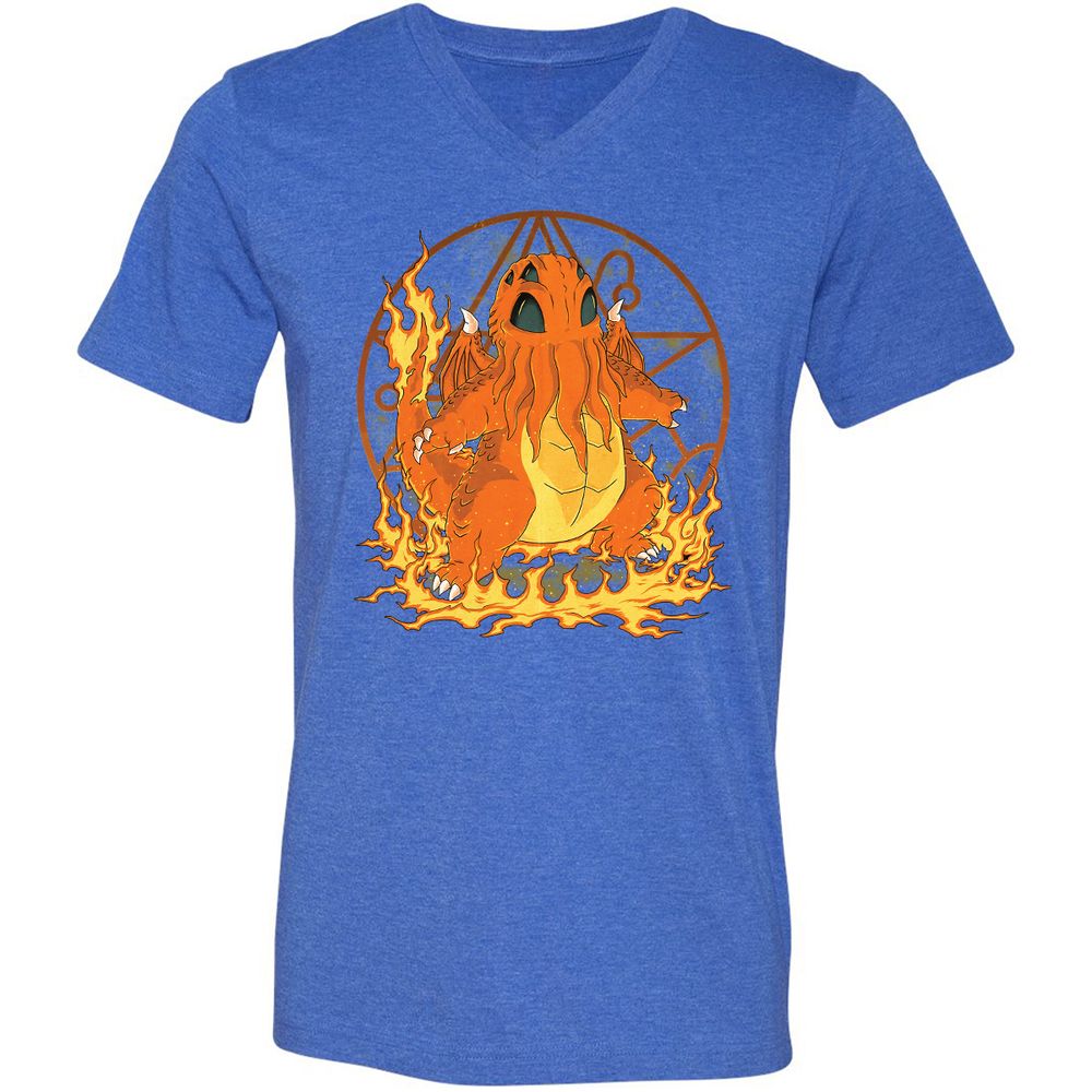 Unisex V-Neck T-Shirt - E8QMTQVZ - Heather True Royal - 14