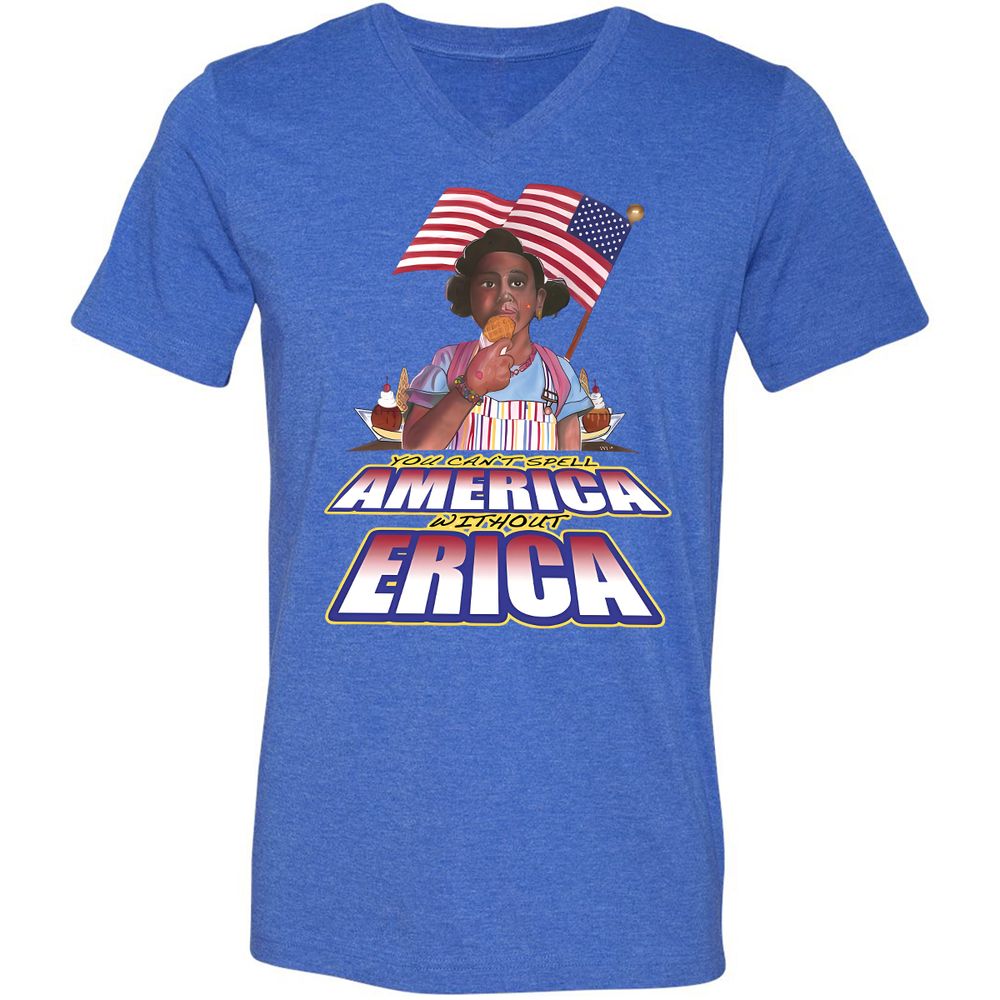 Unisex V-Neck T-Shirt - 3B864LQM - Heather True Royal - 14