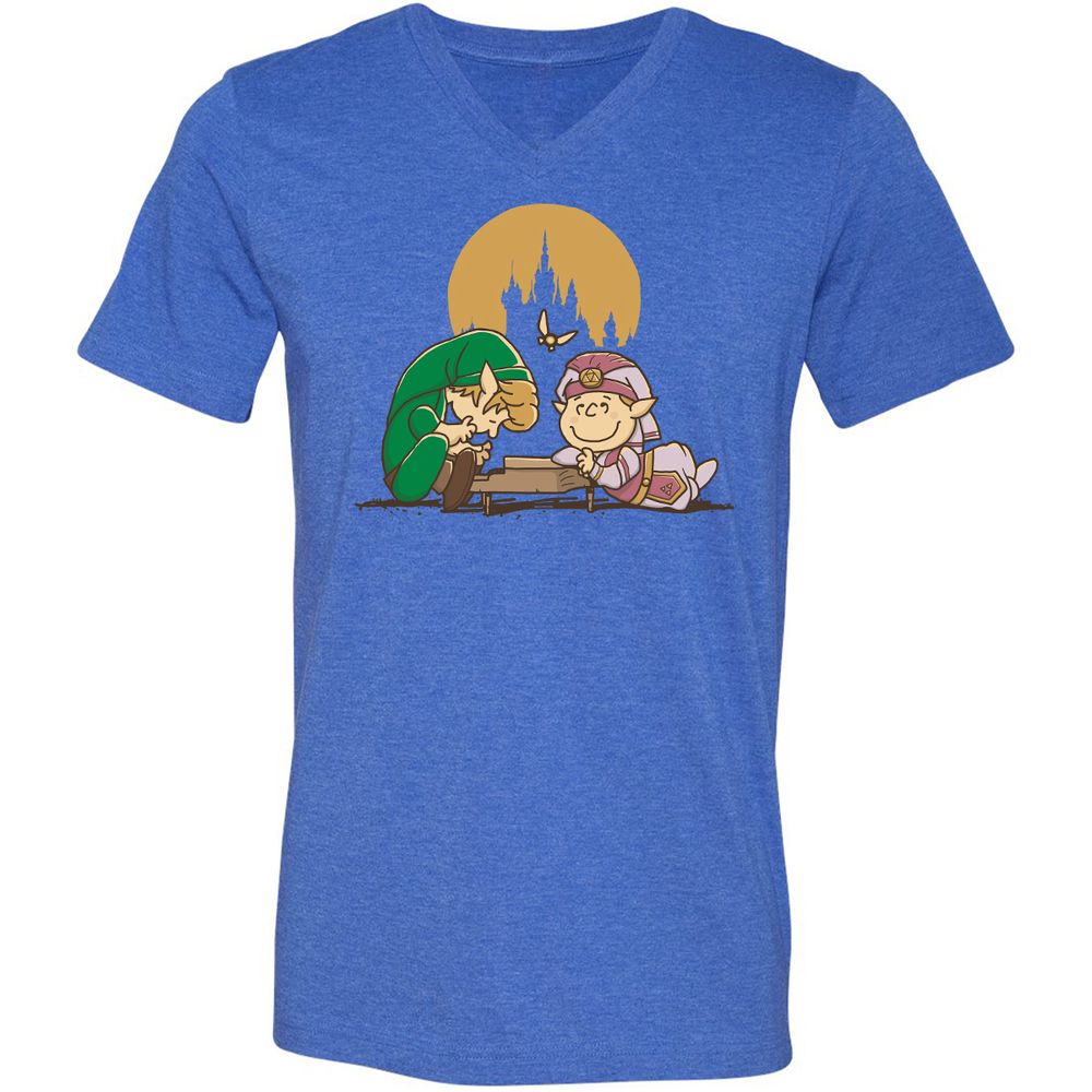 Unisex V-Neck T-Shirt - H357B76V - Heather True Royal - 14
