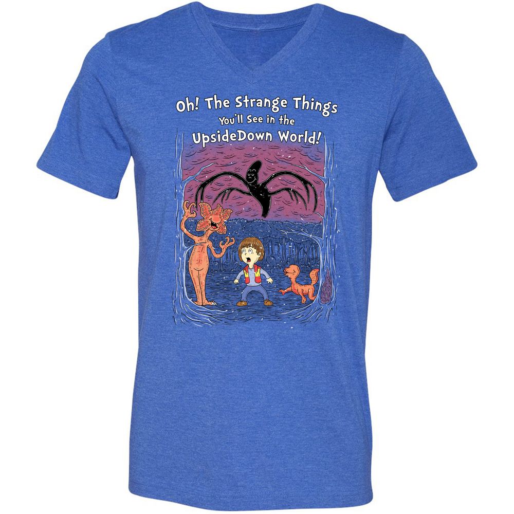 Unisex V-Neck T-Shirt - Q9M4EF8X - Heather True Royal - 14