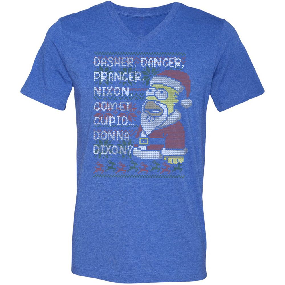 Unisex V-Neck T-Shirt - XU99ZG5J - Heather True Royal - 14