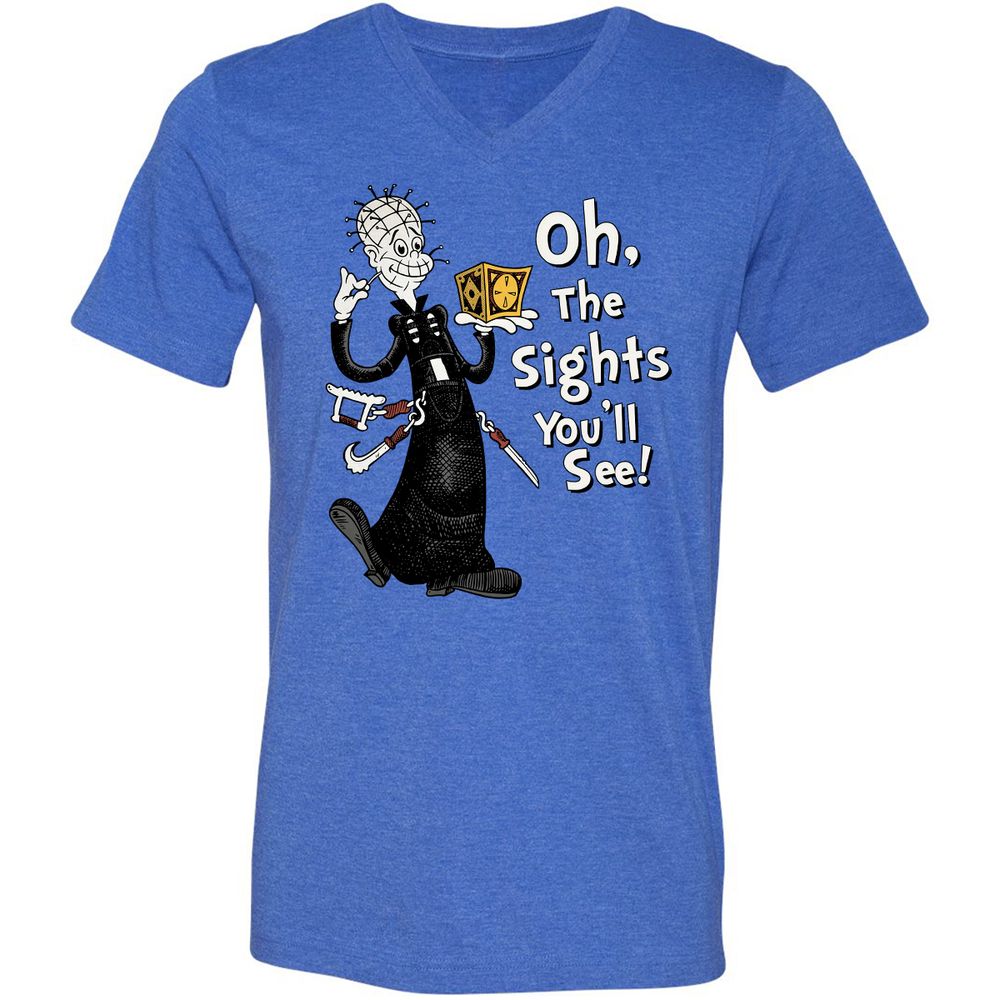 Unisex V-Neck T-Shirt - 8AATKQXT - Heather True Royal - 14