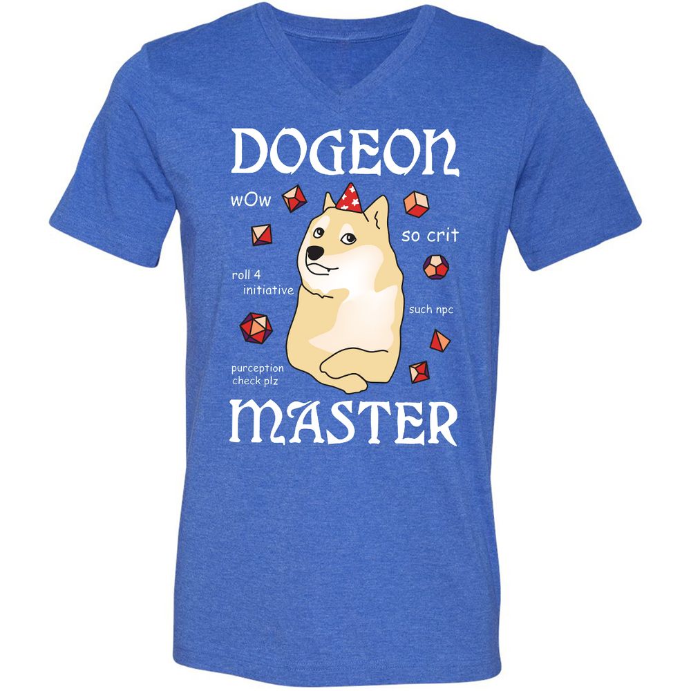 Unisex V-Neck T-Shirt - MUXUJ7DC - Heather True Royal - 14