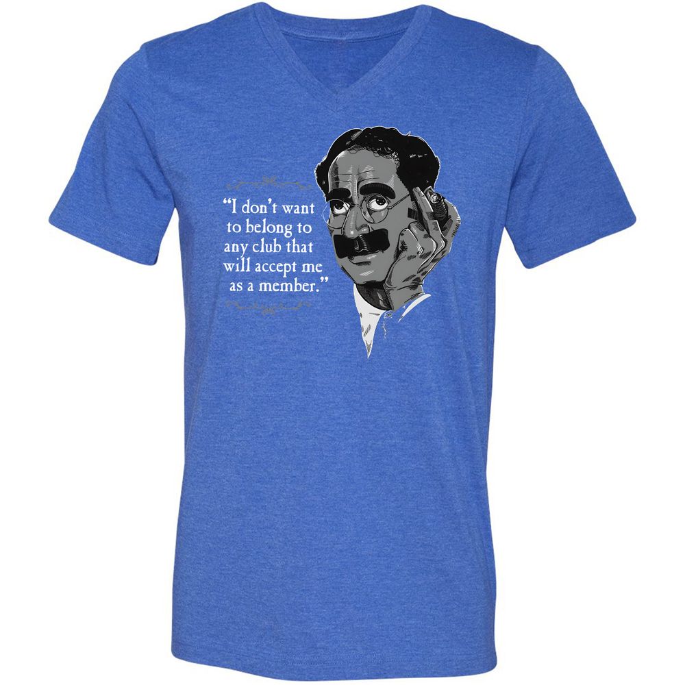 Unisex V-Neck T-Shirt - 9YLF2D9P - Heather True Royal - 14