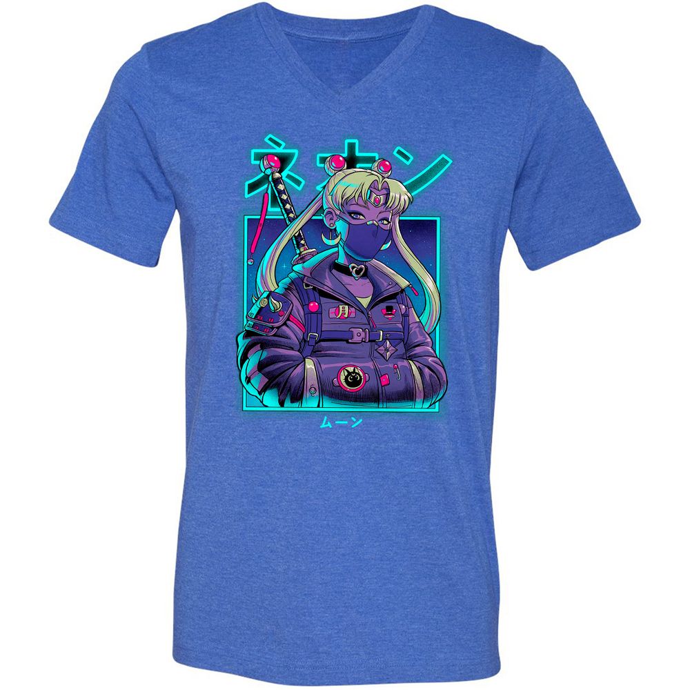 Unisex V-Neck T-Shirt - JZQ5PPGN - Heather True Royal - 14