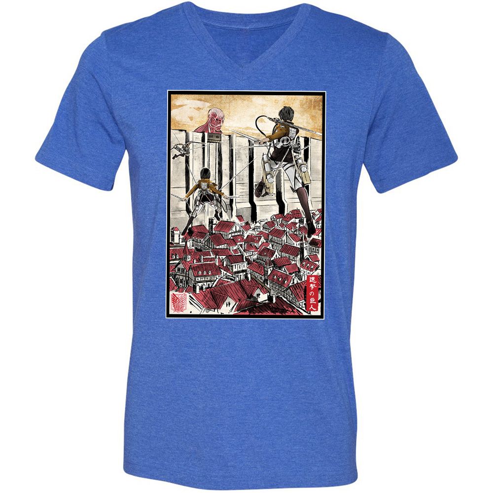 Unisex V-Neck T-Shirt - MYTWWEGZ - Heather True Royal - 14