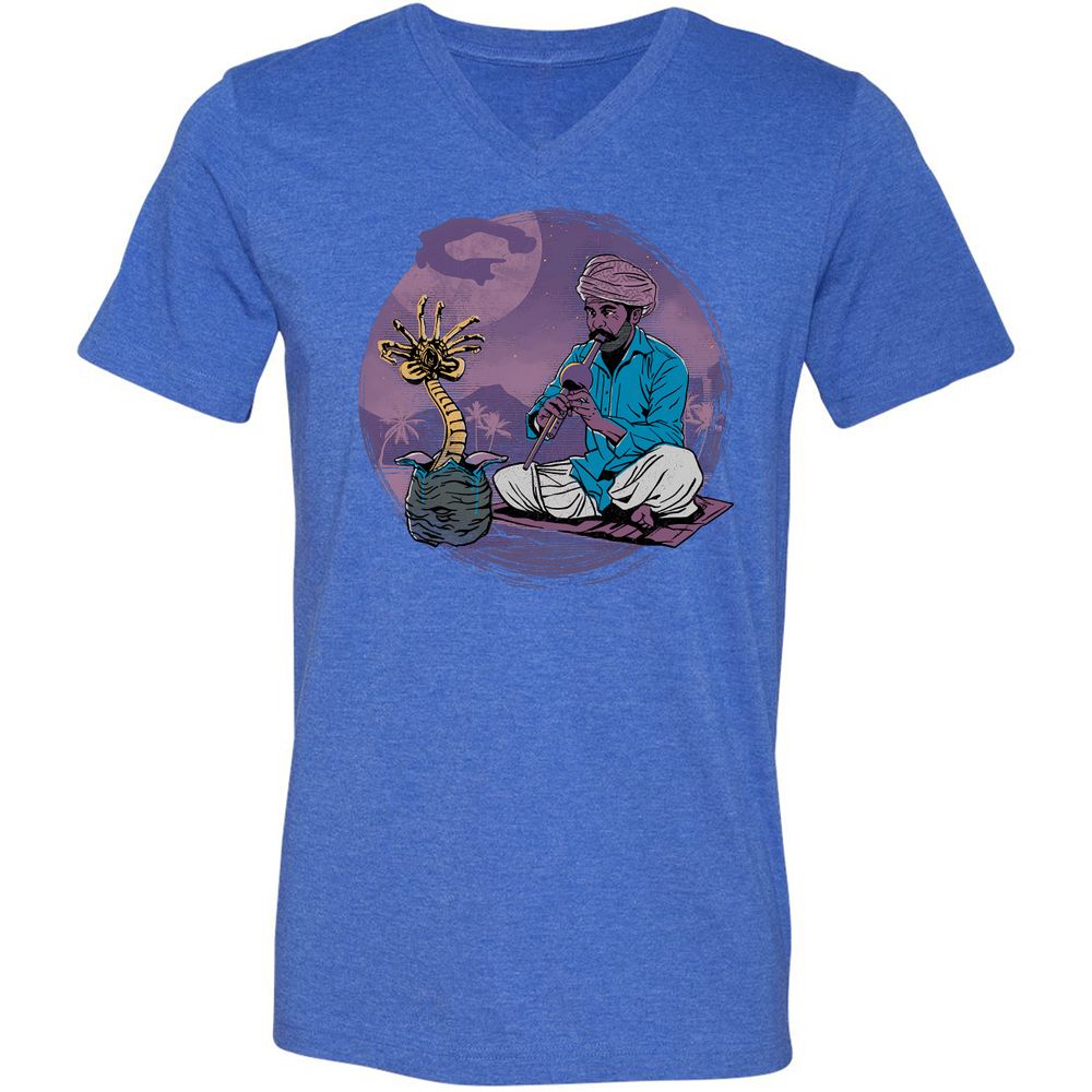 Unisex V-Neck T-Shirt - 2W9BNYK4 - Heather True Royal - 14