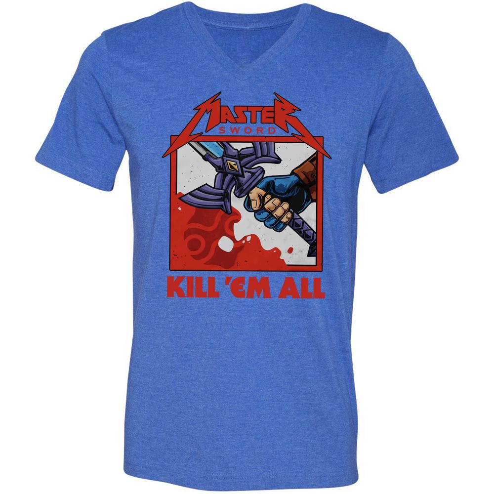 Unisex V-Neck T-Shirt - KDNRBUK7 - Heather True Royal - 14