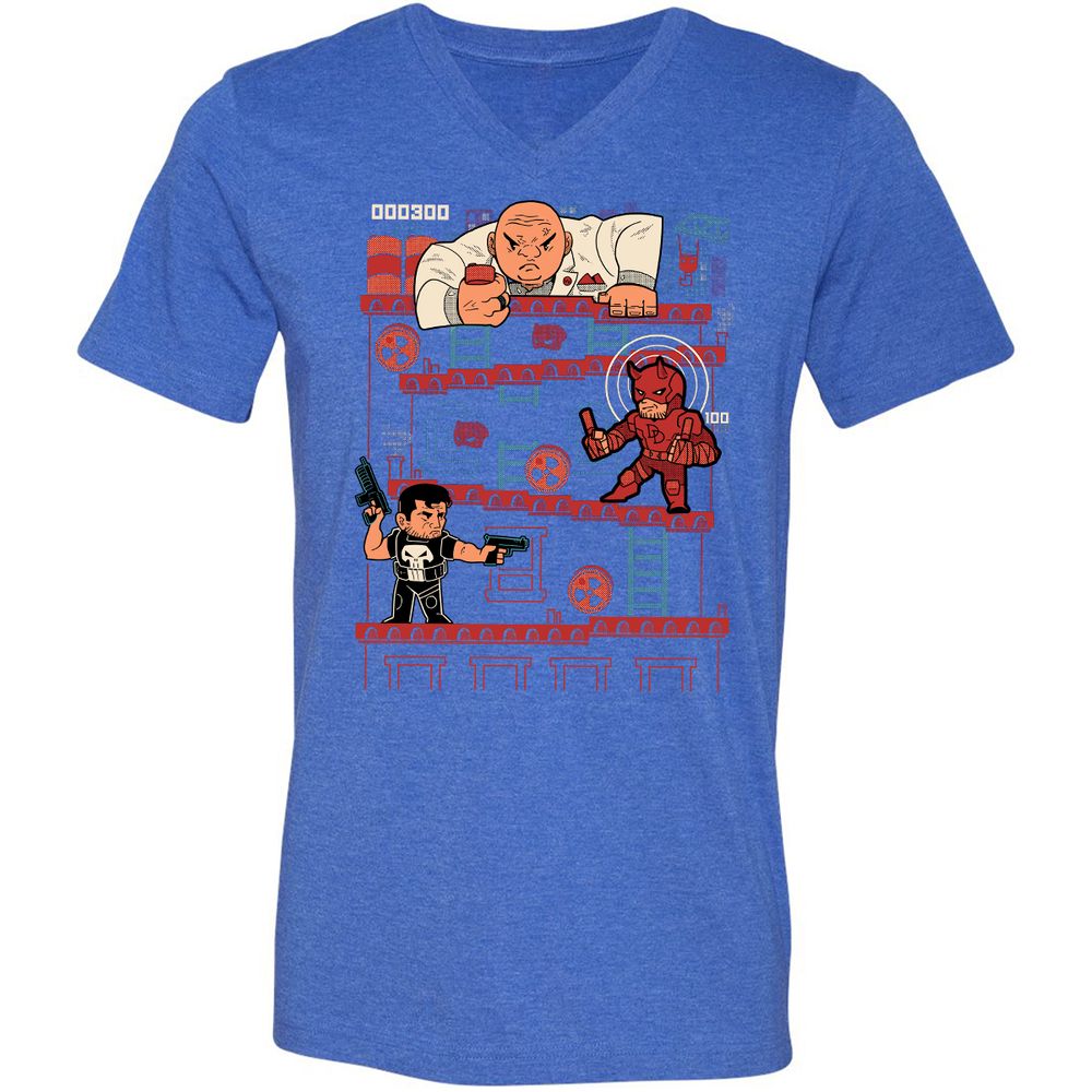 Unisex V-Neck T-Shirt - QRQEMEHK - Heather True Royal - 14