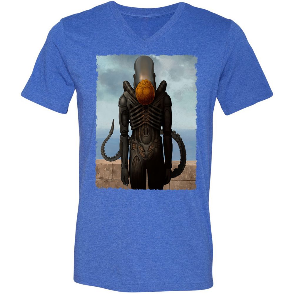 Unisex V-Neck T-Shirt - 46B89TEU - Heather True Royal - 14