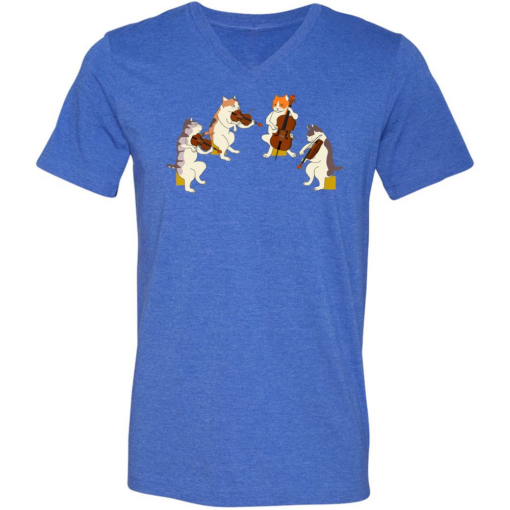 Unisex V-Neck T-Shirt - 9C3L1XJ8 - Heather True Royal - 14