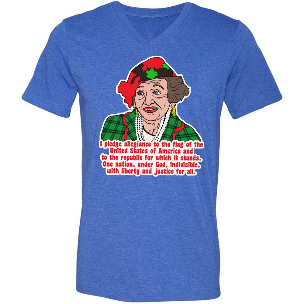 Unisex V-Neck T-Shirt - 1UBJXAMS - Heather True Royal - 14