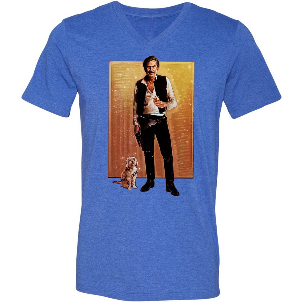 Unisex V-Neck T-Shirt - EBH8B4KZ - Heather True Royal - 14