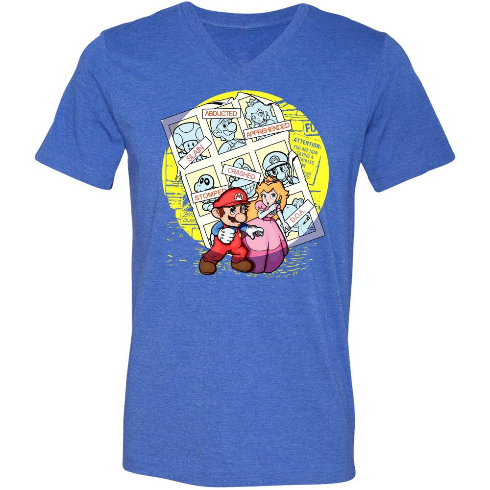 Unisex V-Neck T-Shirt - 6A8GYGWW - Heather True Royal - 14