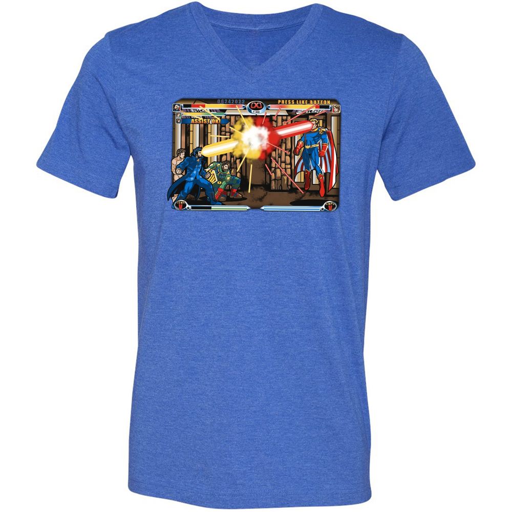 Unisex V-Neck T-Shirt - HQW6FF1K - Heather True Royal - 14