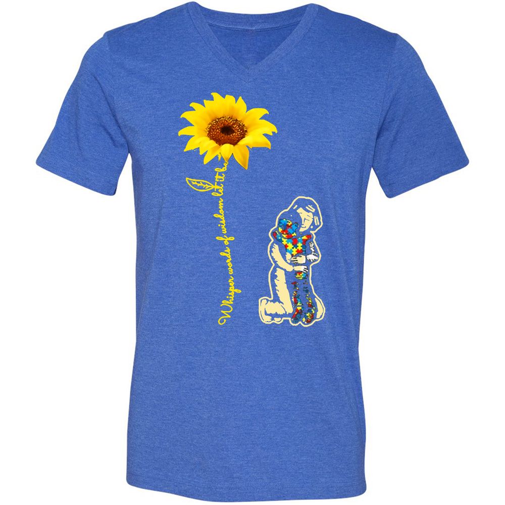Unisex V-Neck T-Shirt - 4SWCKU3W - Heather True Royal - 14