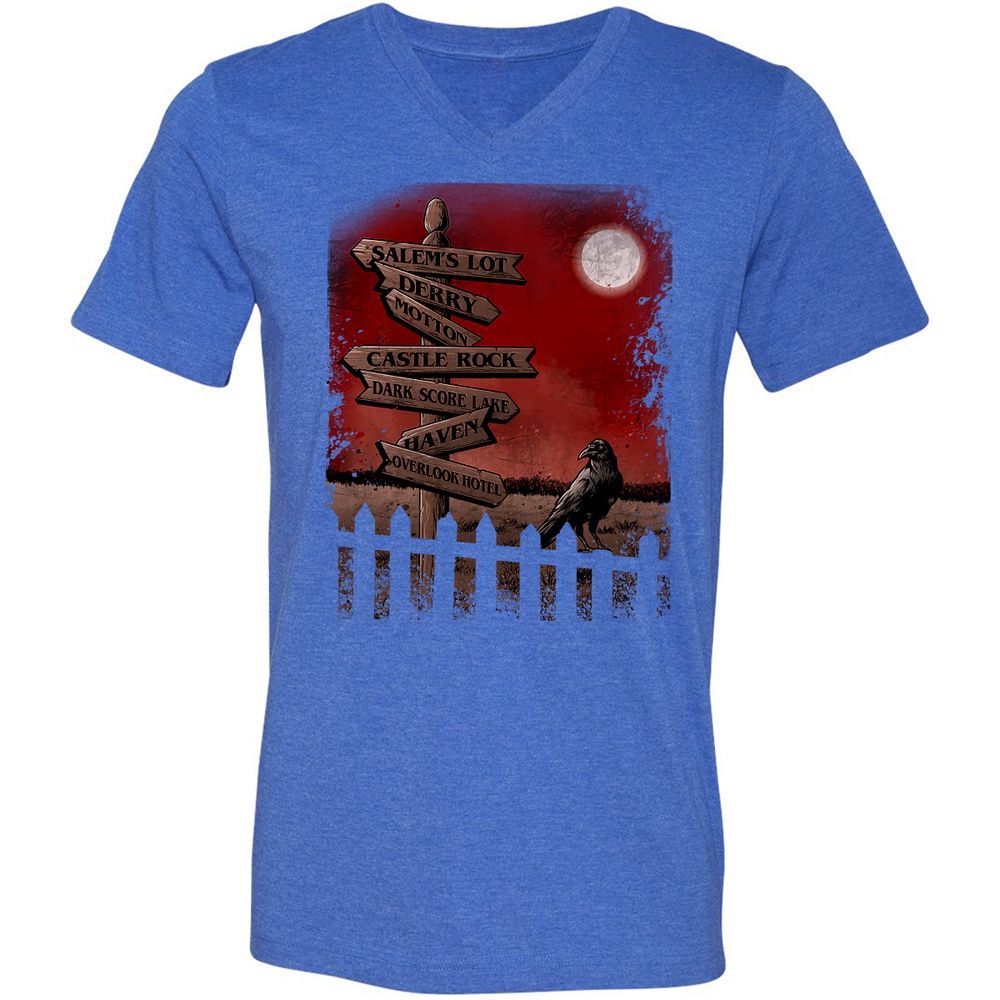 Unisex V-Neck T-Shirt - YWP7WBHF - Heather True Royal - 14