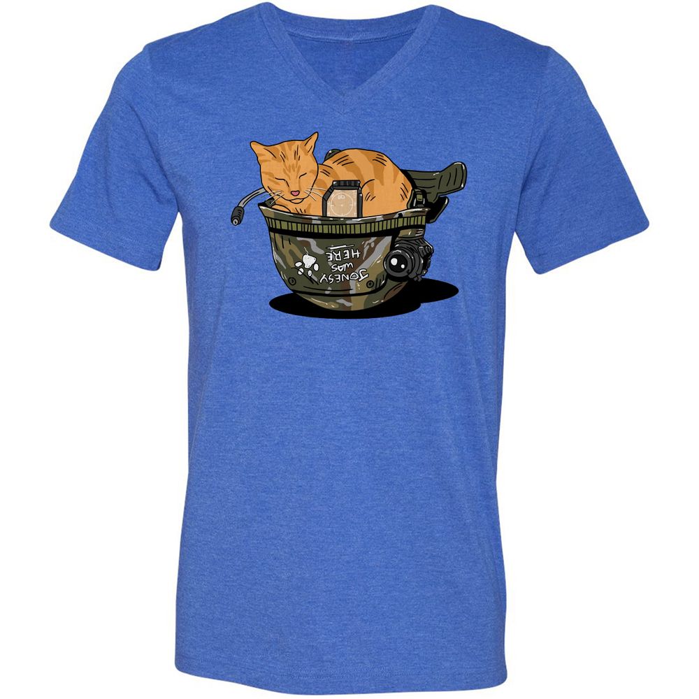 Unisex V-Neck T-Shirt - QDVGJKA6 - Heather True Royal - 14