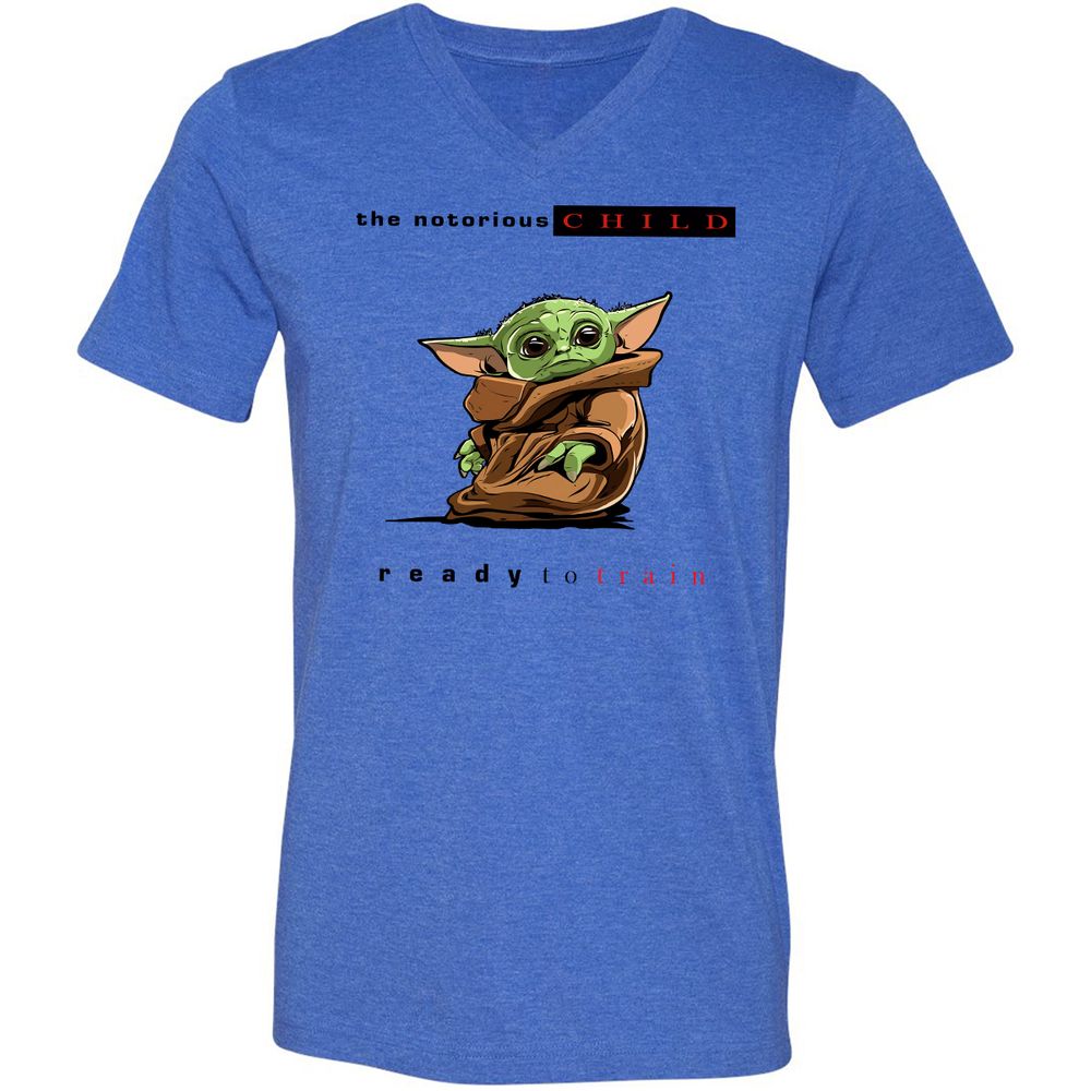 Unisex V-Neck T-Shirt - KDZYNARP - Heather True Royal - 14