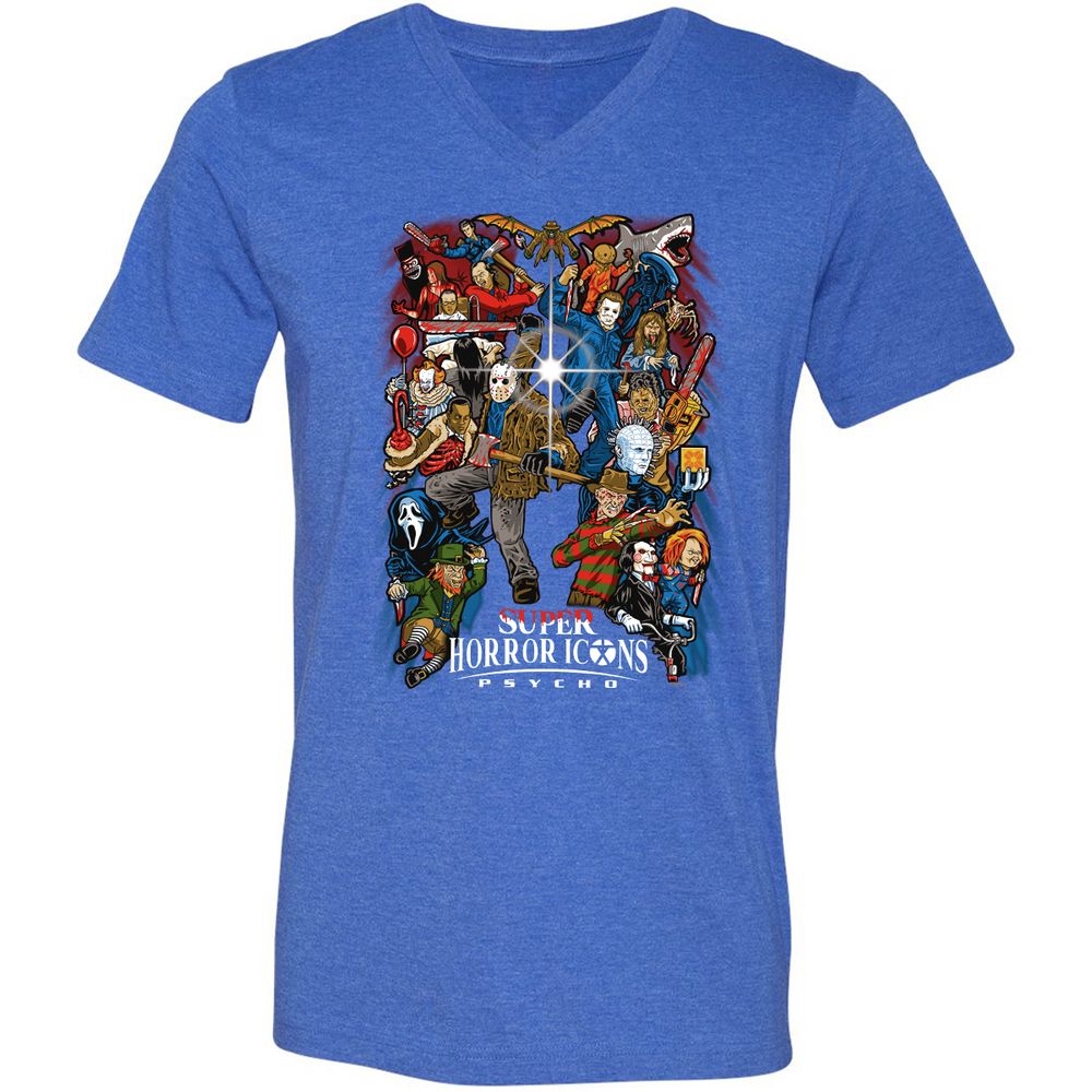 Unisex V-Neck T-Shirt - RK6G6V68 - Heather True Royal - 14