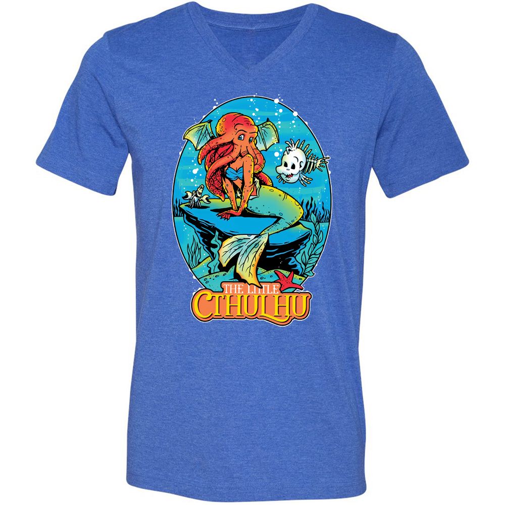 Unisex V-Neck T-Shirt - CA5GKM2L - Heather True Royal - 14