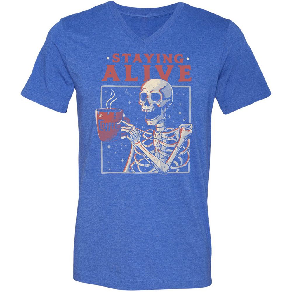 Unisex V-Neck T-Shirt - TX71E3UX - Heather True Royal - 14