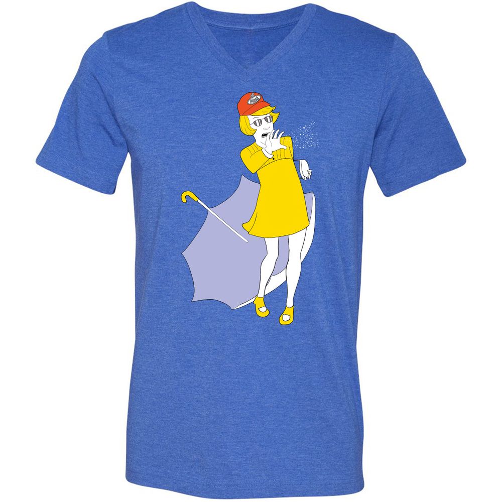 Unisex V-Neck T-Shirt - 5D4HQNTJ - Heather True Royal - 14