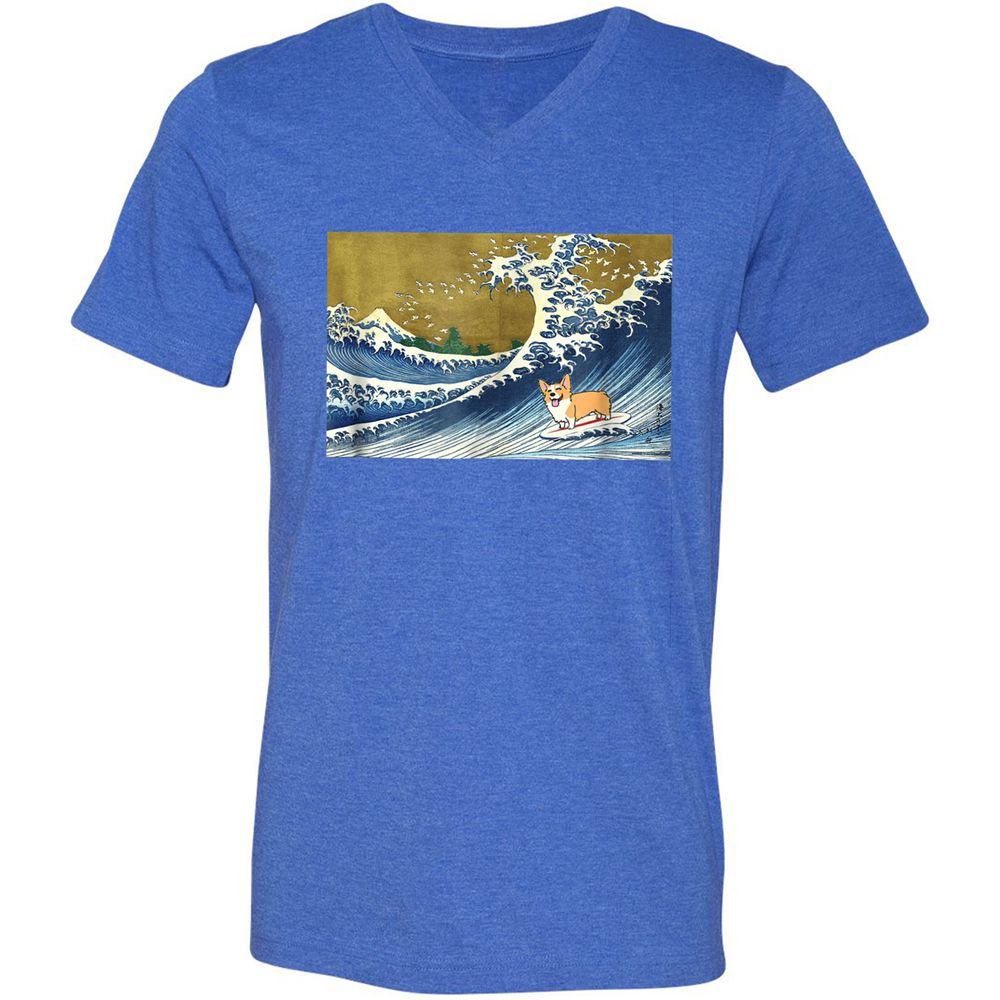 Unisex V-Neck T-Shirt - 6ENFTGNP - Heather True Royal - 14