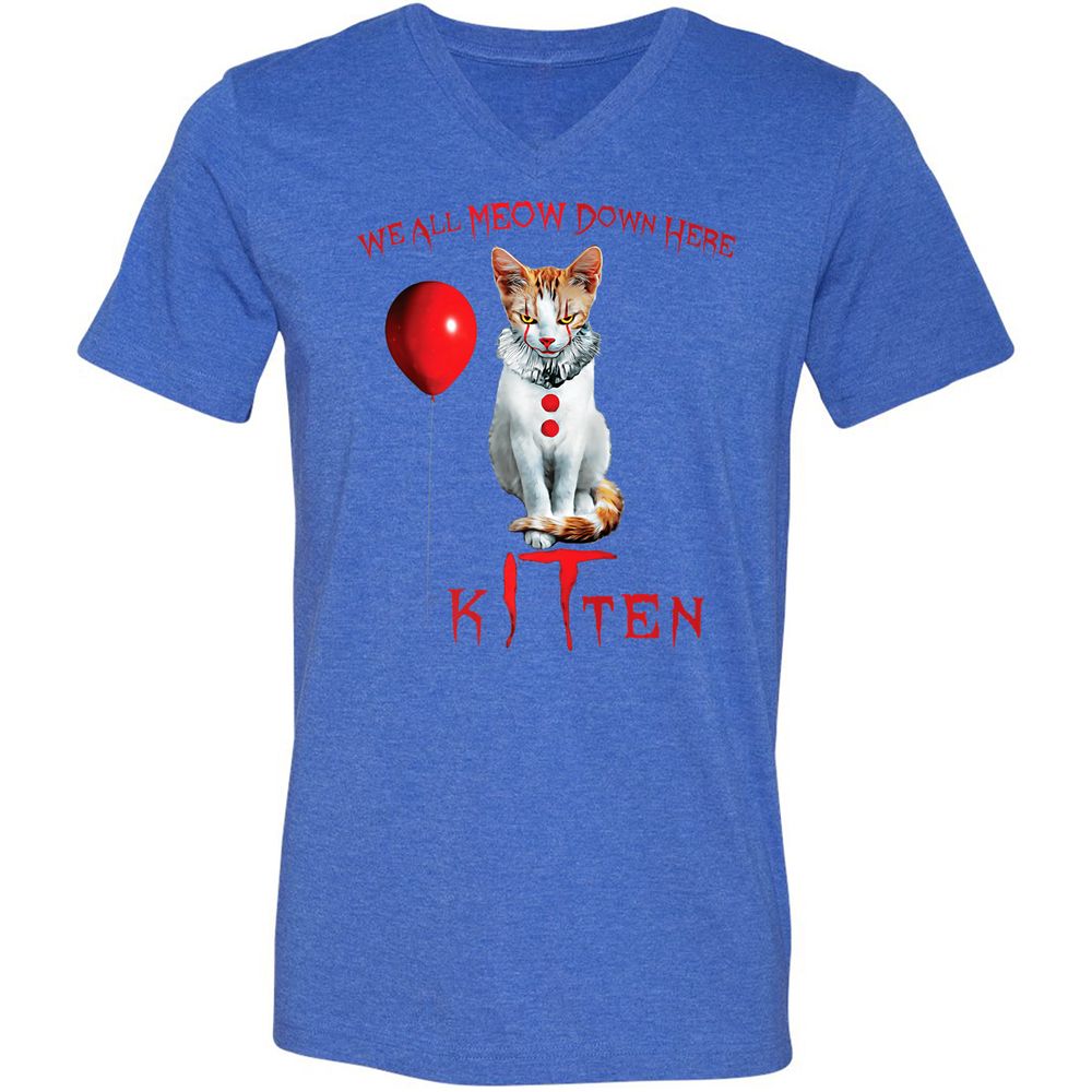 Unisex V-Neck T-Shirt - TNHZ7U8B - Heather True Royal - 14