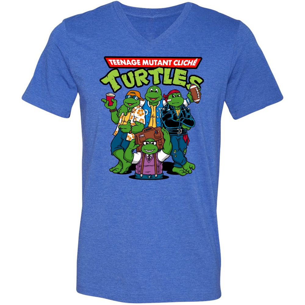 Unisex V-Neck T-Shirt - 3LPKZAGZ - Heather True Royal - 14