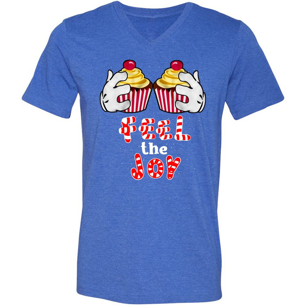 Unisex V-Neck T-Shirt - S6B8F59B - Heather True Royal - 14