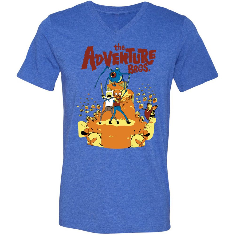 Unisex V-Neck T-Shirt - 6MTN8LAS - Heather True Royal - 14