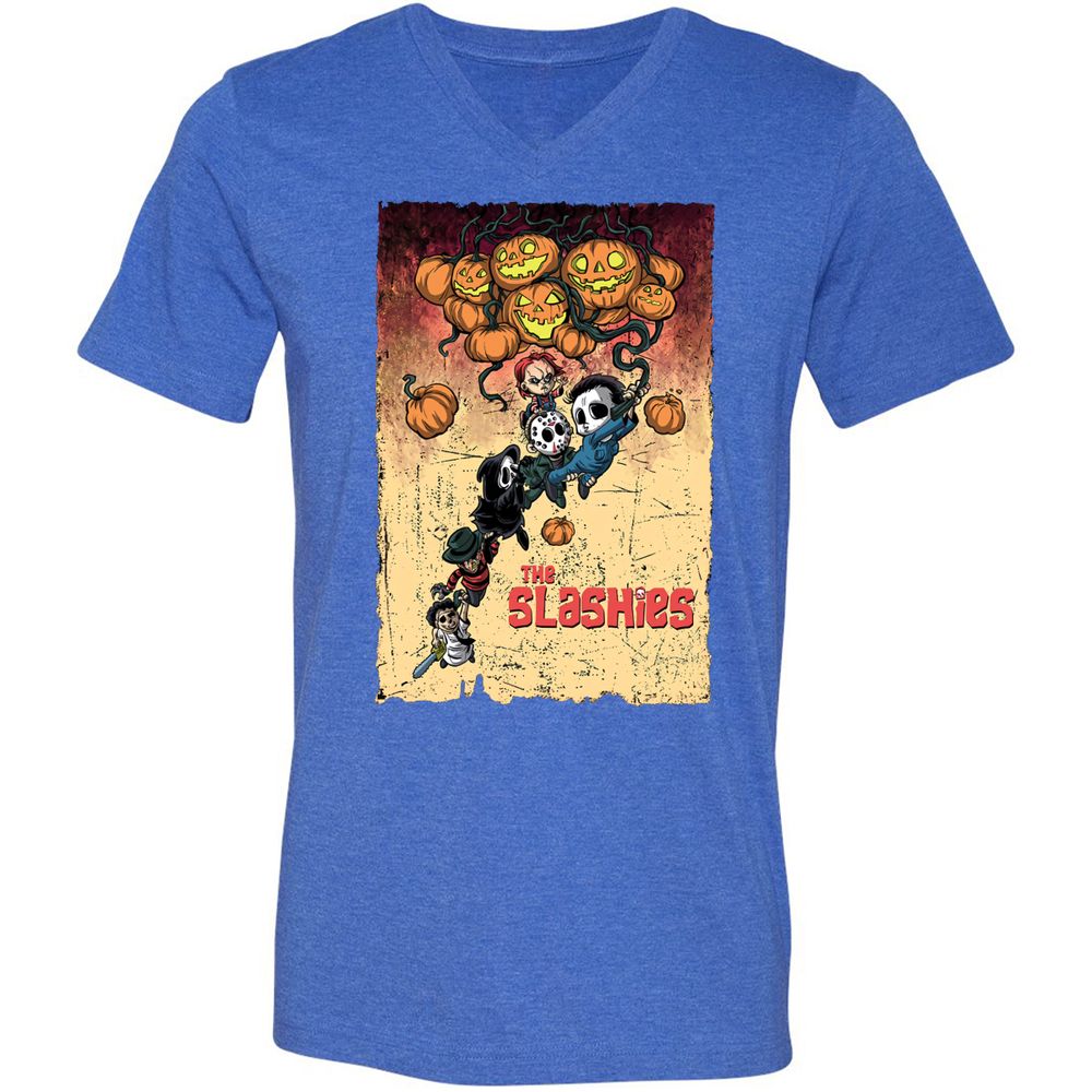 Unisex V-Neck T-Shirt - 2Q719NHT - Heather True Royal - 14