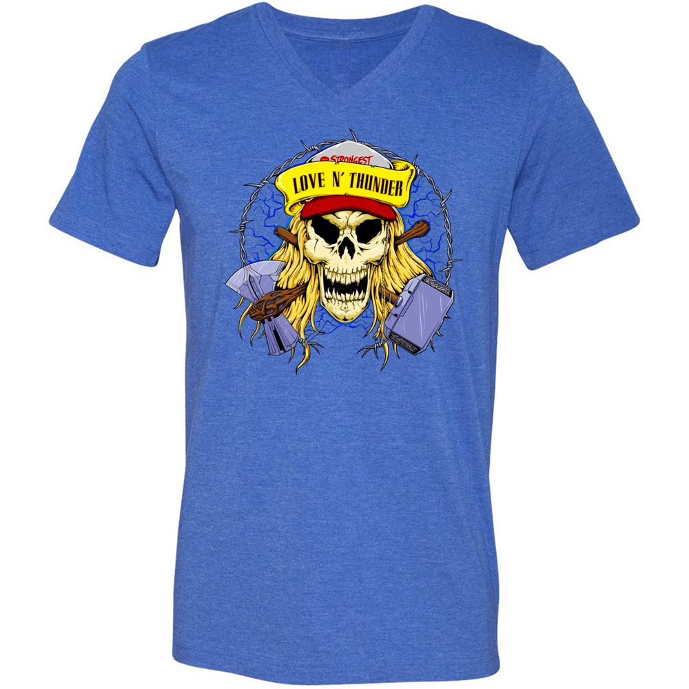 Unisex V-Neck T-Shirt - QT1H9JAL - Heather True Royal - 14